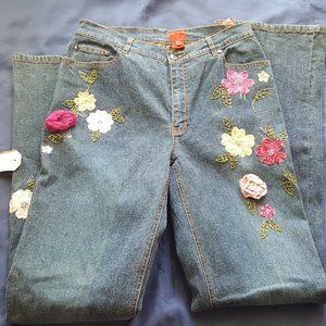NWT Very Vera Wang jeans Flower applique accent 8